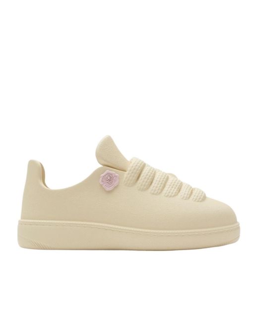 Burberry Natural Bubble Flower Embellished Lace-Up Sneakers