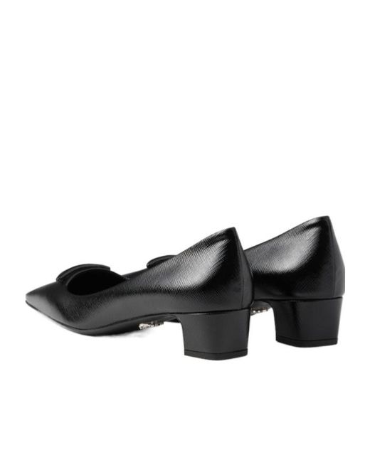 Prada Black 35Mm Saffiano Leather Pumps