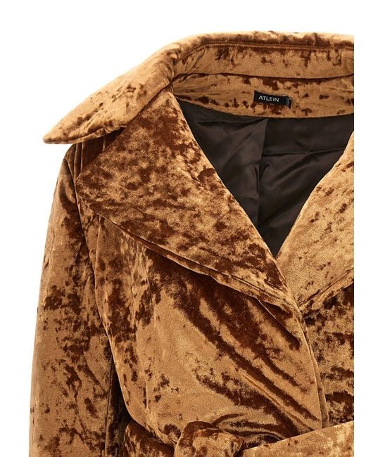Atlein Brown Crushed-Velvet Coat