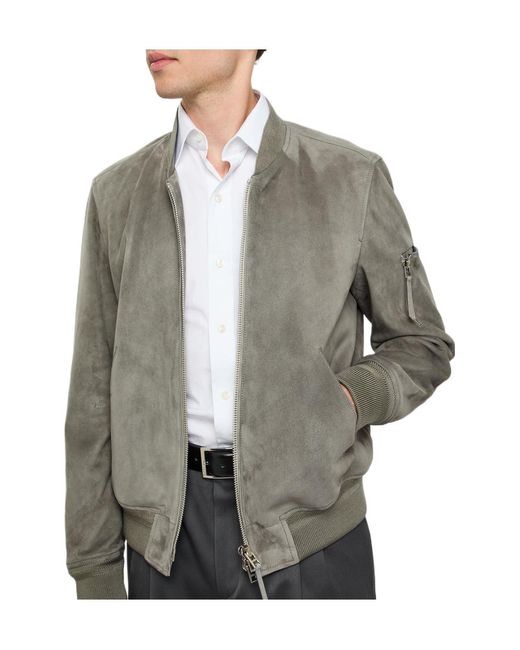 Tom Ford Gray Suede Bomber Jacket for men
