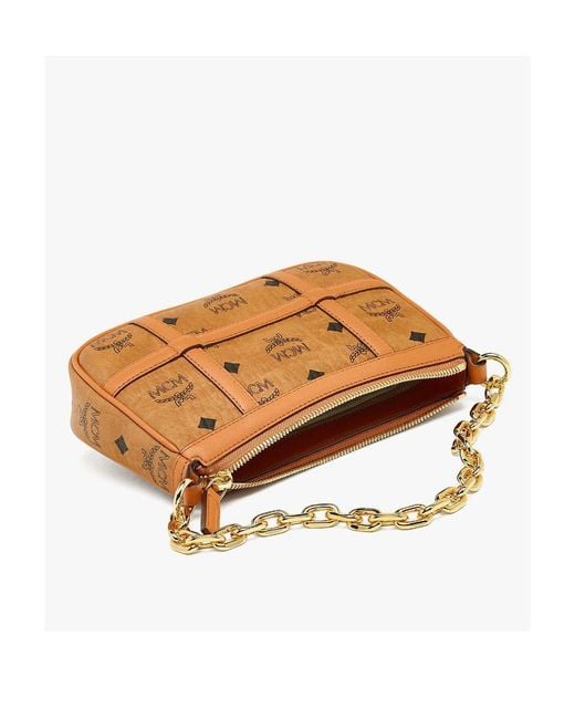 MCM Brown Delmy Logo Printed Shoulder Bag