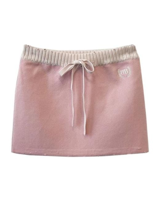 Balenciaga Pink Logo-Embroidered Mini Skirt