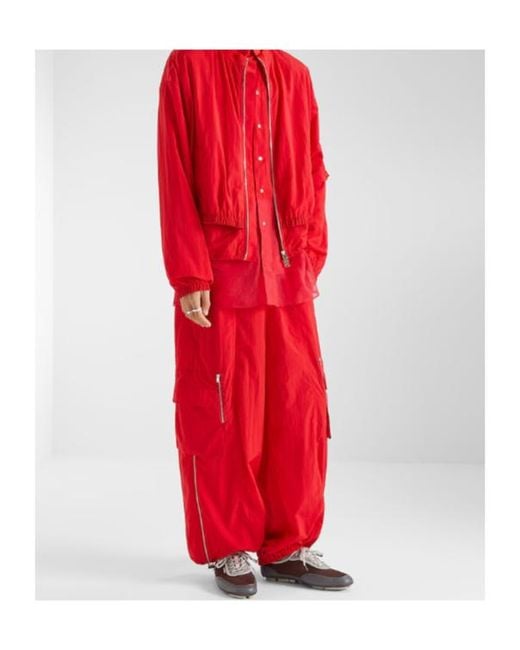 Fendi Red Zip-Detailed Cargo Trousers for men
