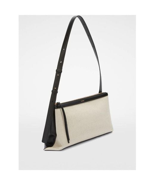 Jil Sander Metallic Logo Detailed Large Shoulder Bag