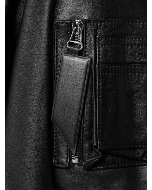 The Attico Black Long-Sleeved Leather Jacket