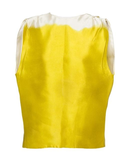 Prada Yellow Crewneck Sleeveless Top
