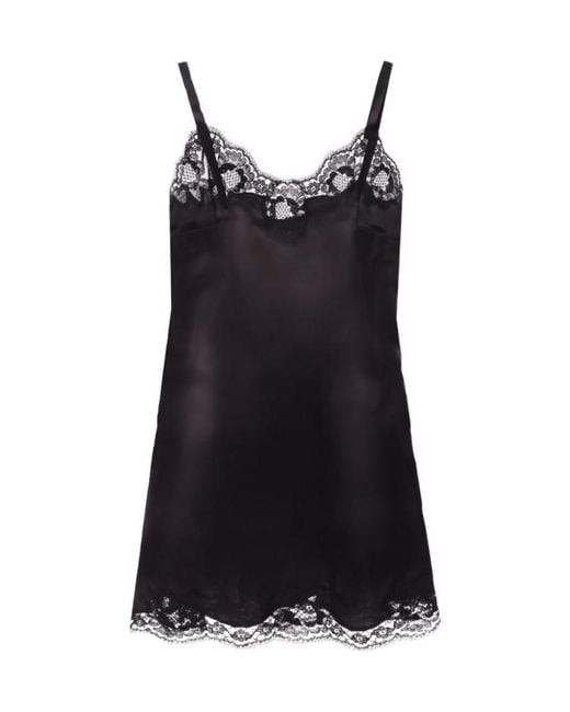 Dolce & Gabbana Black Lace Detailed Slip Dress