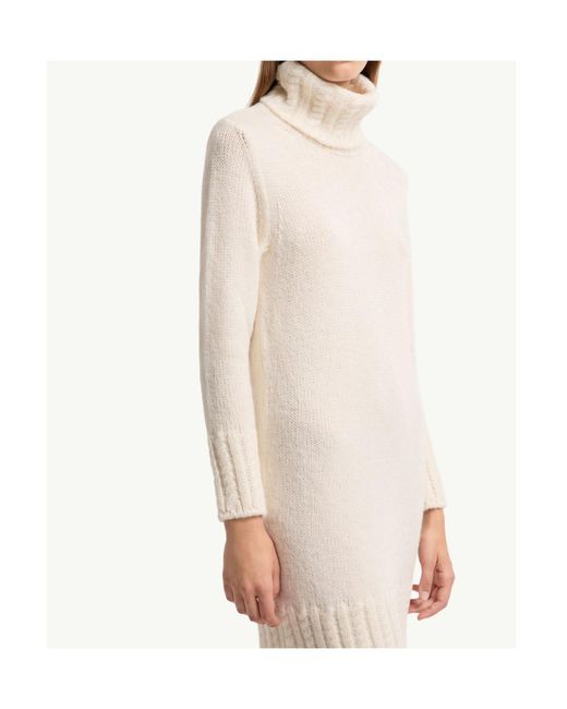 Moncler White Alpaca Blend Knit Turtleneck Dress