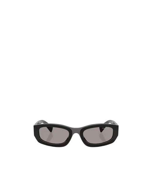 Miu Miu White Eyewear Rectangular Frame Sunglasses