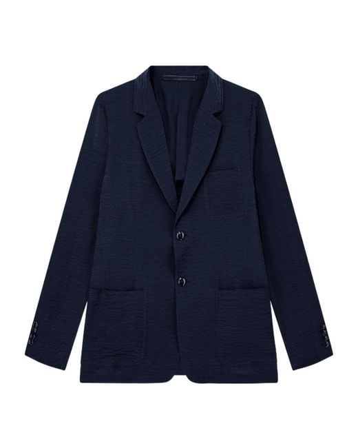 Giorgio Armani Blue Textured Single-Breasted Blazer for men