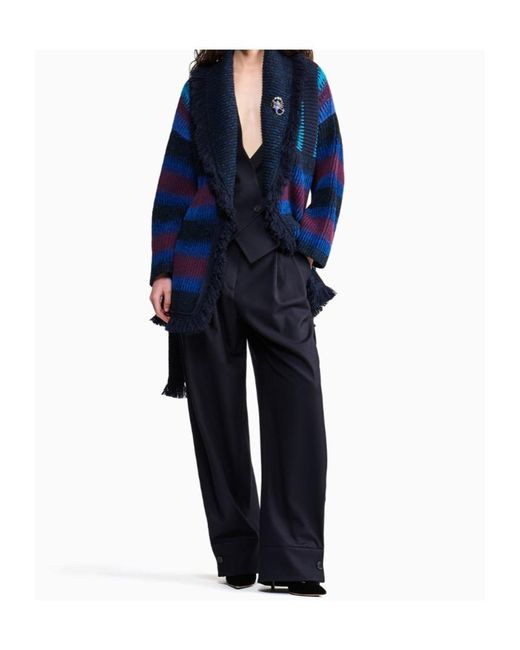 GIORGIO ARMANI X ALANUI Blue Giorgio Armani For Alanui Pure Virgin Wool Trousers With Pleats