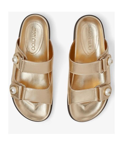 Jimmy Choo Metallic Fayence Leather Sandals