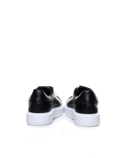 Giuliano Galiano Black Croc-Embossed Sneakers for men