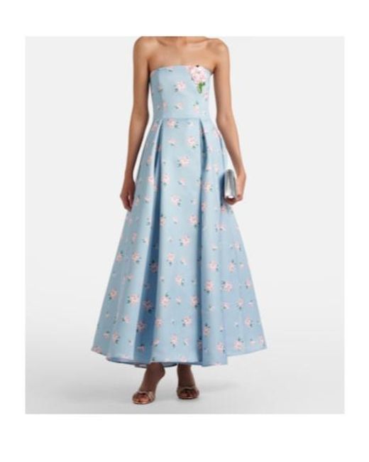 Leo Blue Nora Floral Bustier Gown
