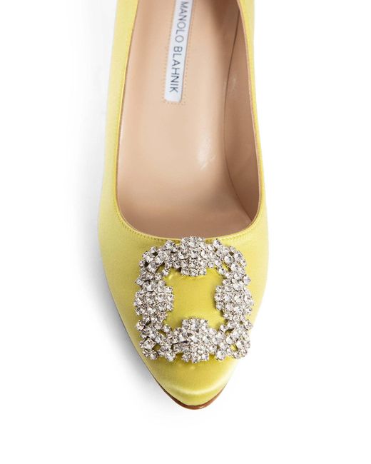 Manolo Blahnik Yellow Round Toe High Heels