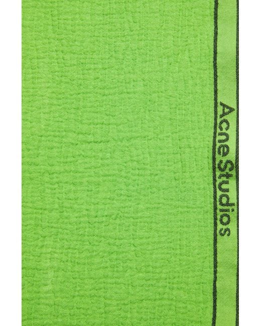Acne Green Jacquard-Logo Scarf for men