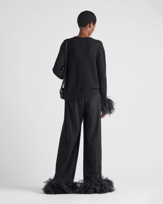 Prada Black Pleated Tailored Trousers