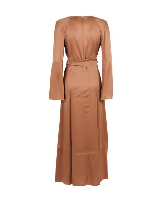 Fabiana Filippi Brown Wrap V-Neck Maxi Dress