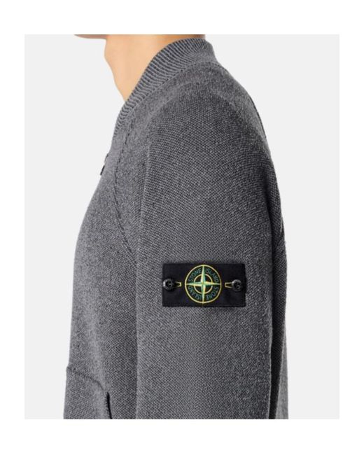 Stone Island Gray Logo Patch Zip-Up Jumper for men