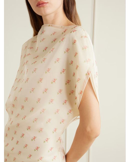 Khaite Natural Short-Sleeve Silk Dress