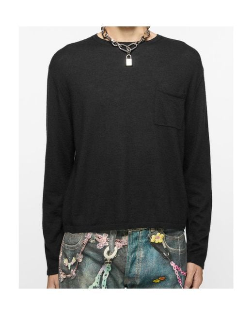 Acne Blue Logo Patch Crewneck Jumper for men