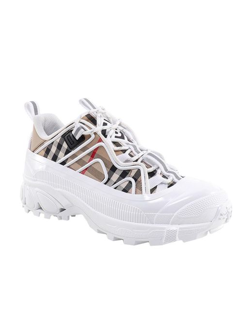 Burberry White Vintage Check Low-Top Sneakers