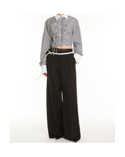 Sportmax Multicolor Striped Poplin Cropped Shirt
