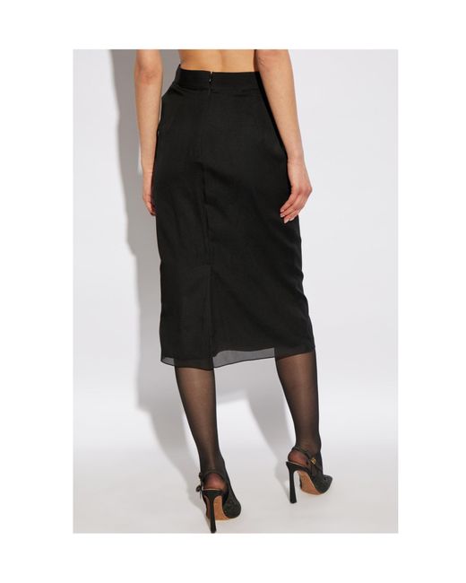 Dolce & Gabbana Black Chiffon Voile Calf-Length Skirt
