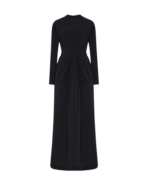 The Row Black Draped-Detail Maxi Dress