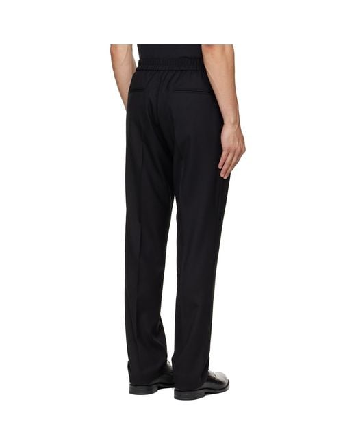 Paul Smith Black Elasticated-Waist Wool Trousers for men