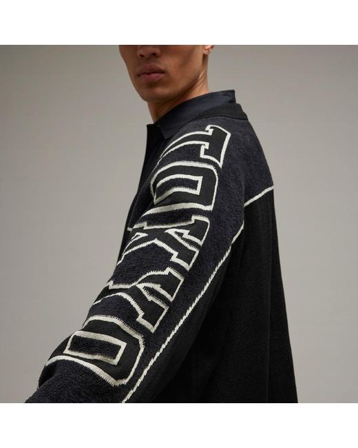 Y-3 Black Logo Intarsia-Knit V-Neck Buttoned Cardigan for men