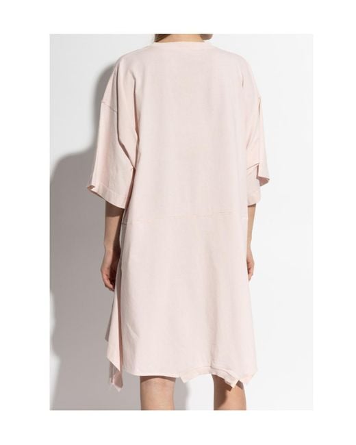 MM6 by Maison Margiela Pink Asymmetric Crewneck Dress