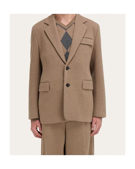 Ferragamo Brown Ferragamo Jersey Interlock Blazer for men