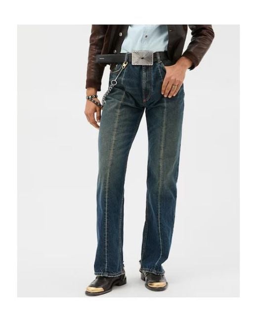 Versace Blue Distressed Straight-Leg Jeans for men