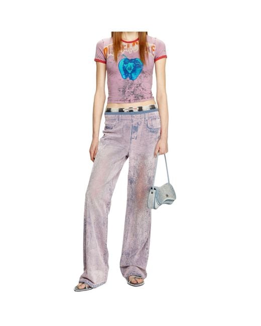 DIESEL Purple P-Nerv Wide-Leg Trousers
