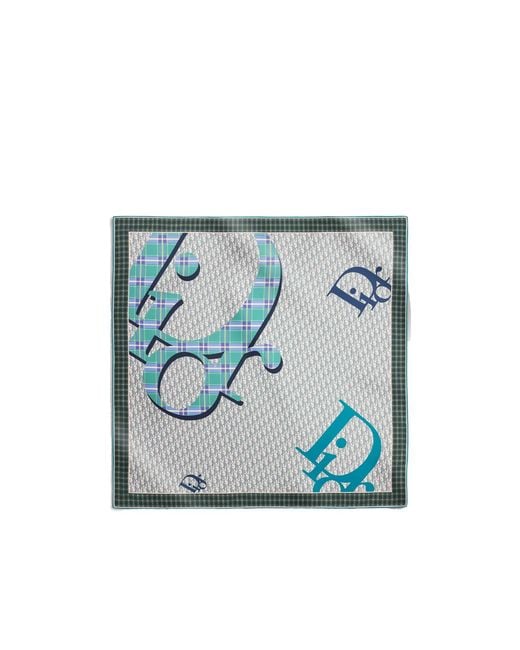Dior Blue Infini Tartan90 Square Scarf