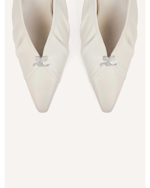 Courreges White Draped Faux Leather Slingbacks