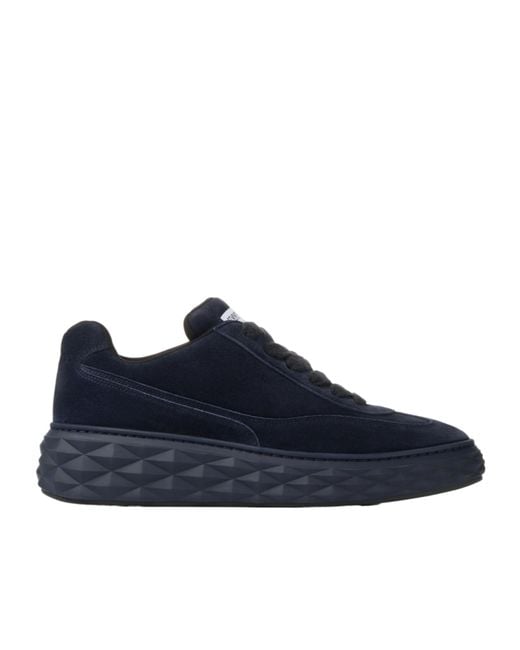 Jimmy Choo Blue Midnight Velvet Suede Low Top Trainers for men
