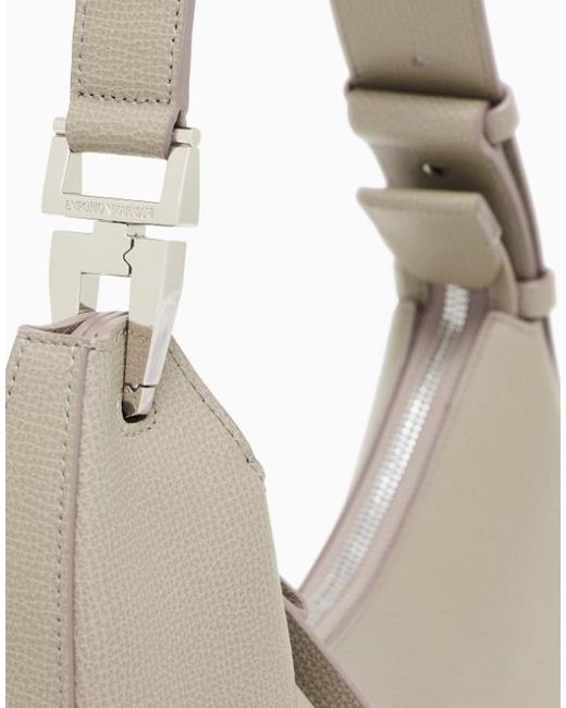 Emporio Armani Gray Grained-Leather Shoulder Bag