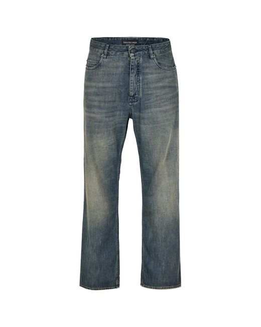 Balenciaga Blue Wide-Leg Jeans for men