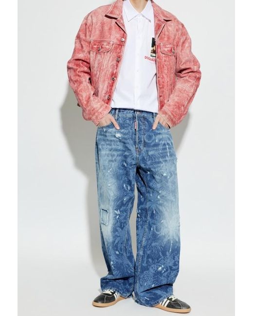 DSquared² Blue Distressed Baggy Jeans for men