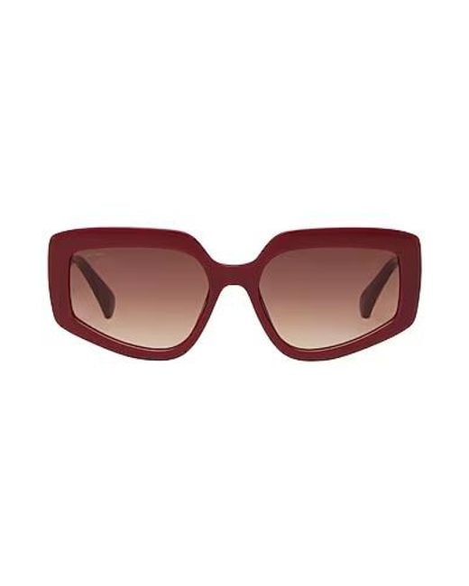 Max Mara Red Simple Geometric Sunglasses