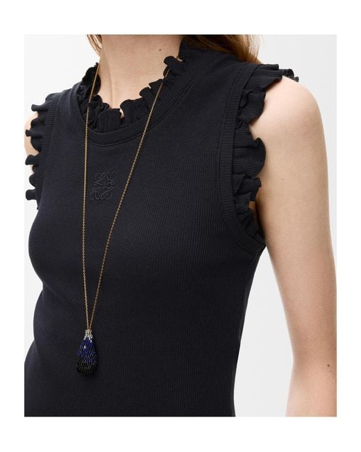 Loewe Black Ruffled Ribbed Top