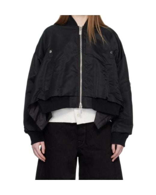 Sacai Black Asymmetric Bomber Jacket