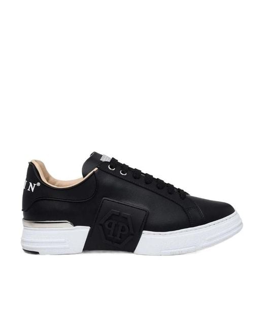 Philipp Plein Black Leather Trainers for men