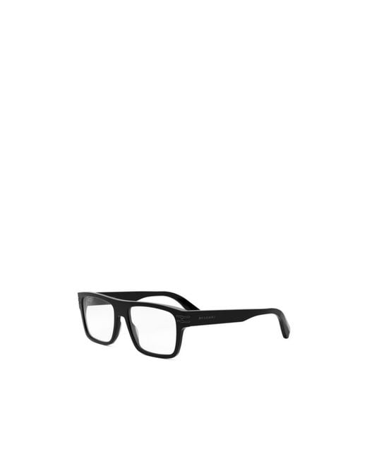 BVLGARI White Bulgari Rectangular Frame Glasses for men