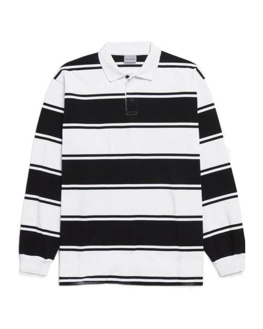 Balenciaga Black Varsity Stripe Long Sleeve Polo Shirt for men