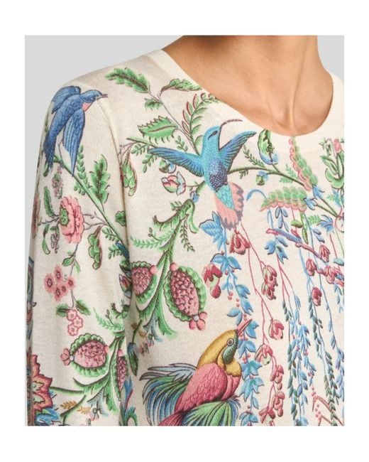 Etro Multicolor Silk And Cashmere Sweater With Flora And Fauna Motif