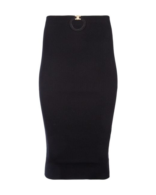 Céline Black Emblem Skirt