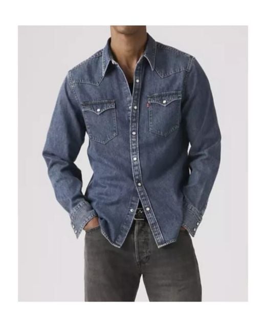Levi's Blue Barstow Denim Western Shirt for men